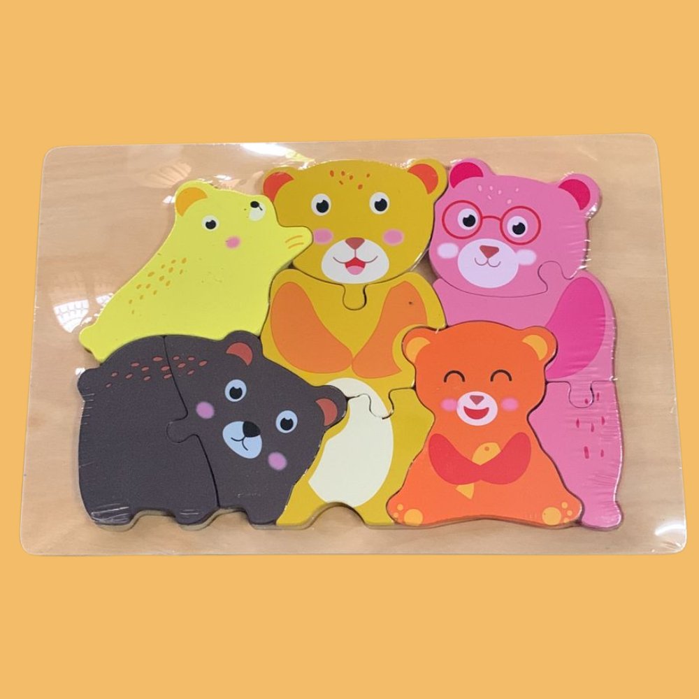 Wooden Animal Family Puzzle Board - MyLittleTales