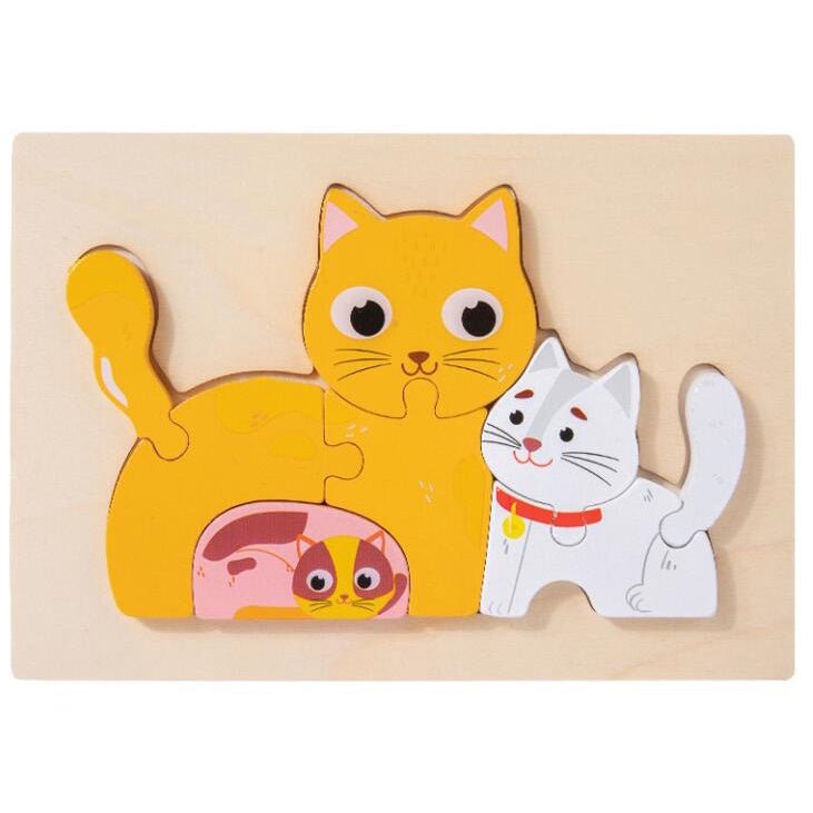 Wooden Animal Family Puzzle Board - MyLittleTales