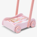 Wooden Baby Walker with Blocks - Push Along Wagon for Babies with Wood Bricks - MyLittleTales