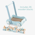 Wooden Baby Walker with Blocks - Push Along Wagon for Babies with Wood Bricks - MyLittleTales