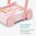 Wooden Baby Walker with Blocks - Push Along Wagon for Babies with Wood Bricks - MyLittleTales