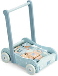 Wooden Baby Walker with Blocks - Push Along Wagon for Babies with Wood Bricks - MyLittleTales