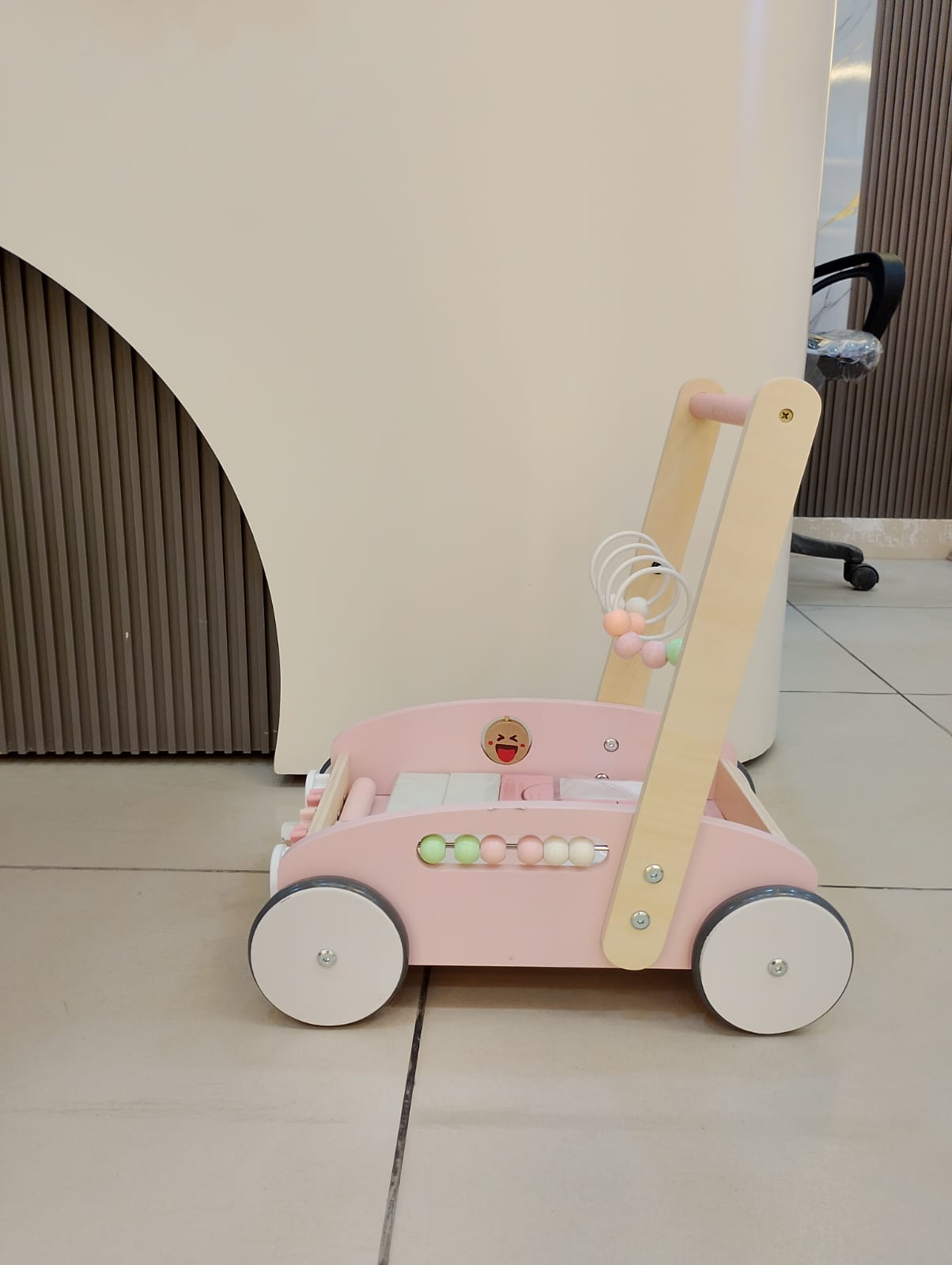 Wooden Baby Walkerb With Blocks - Push Along Wagon For Babies With Wood Bricks - MyLittleTales