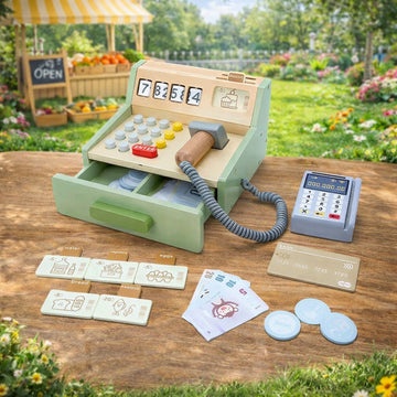 Wooden Cash register set Kids Role - Play Toys - MyLittleTales