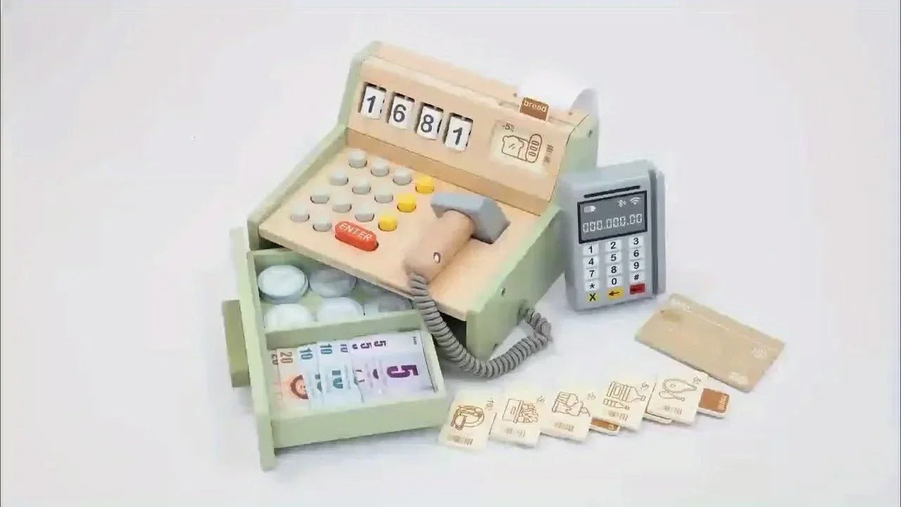 Wooden Cash register set Kids Role - Play Toys - MyLittleTales