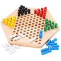 Wooden Checkers Hexagon Board With Wooden Marbles - MyLittleTales