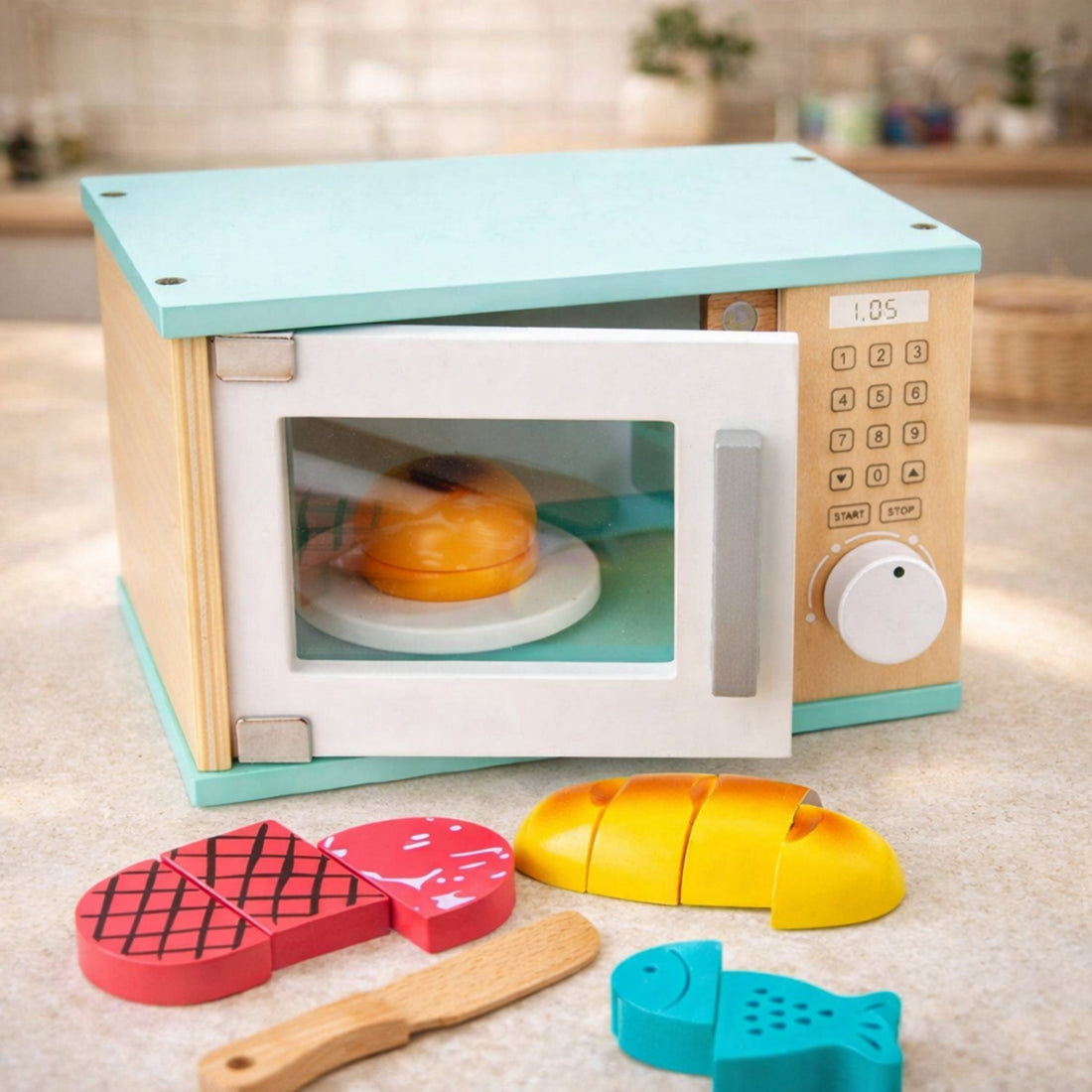 Wooden Children's Microwave Oven Toy - MyLittleTales