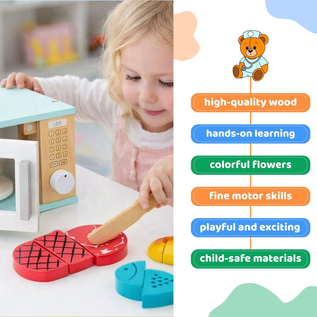 Wooden Children's Microwave Oven Toy - MyLittleTales