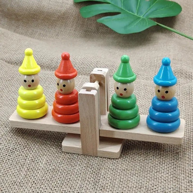 Wooden Clown Balance Tower Toys Blocks Toy - MyLittleTales