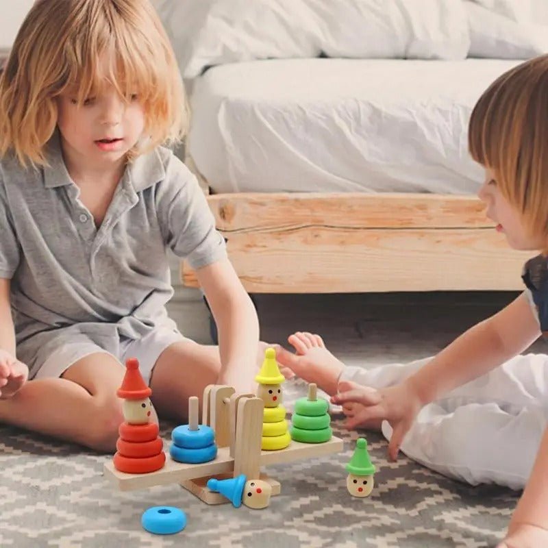 Wooden Clown Balance Tower Toys Blocks Toy - MyLittleTales