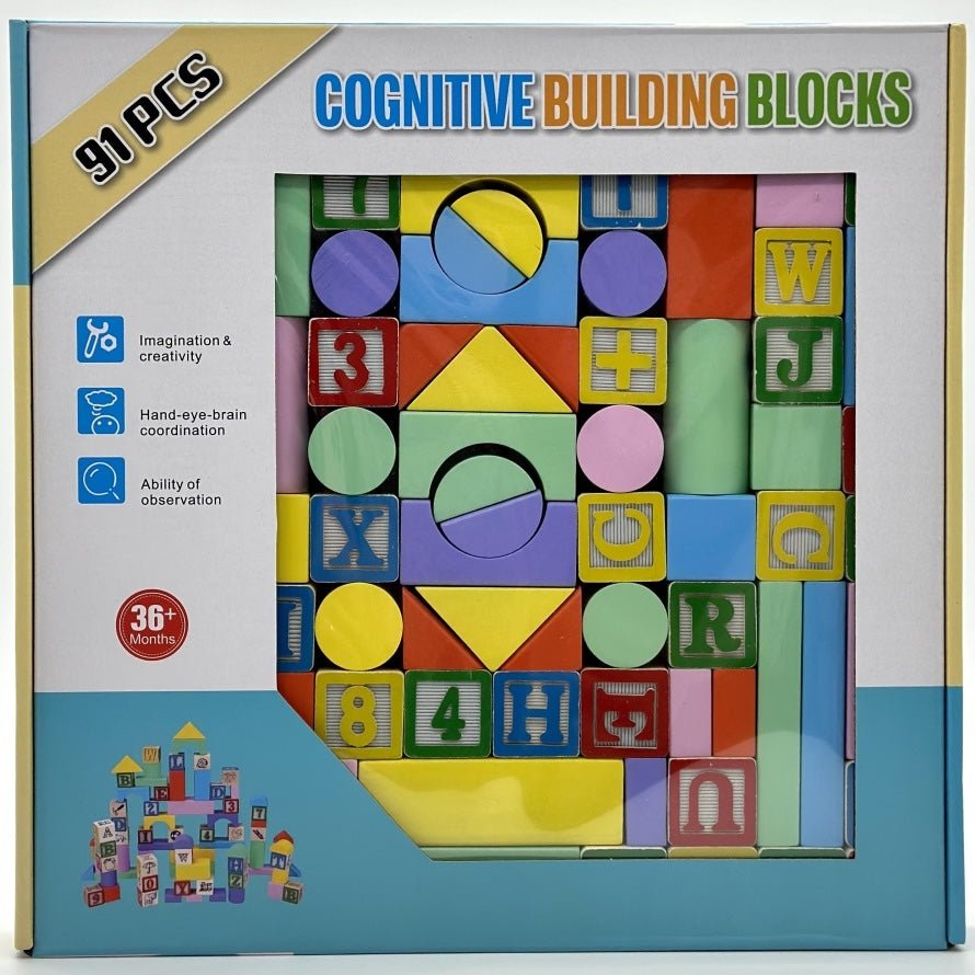 Wooden Cognitive Building Blocks - 91 pcs - MyLittleTales