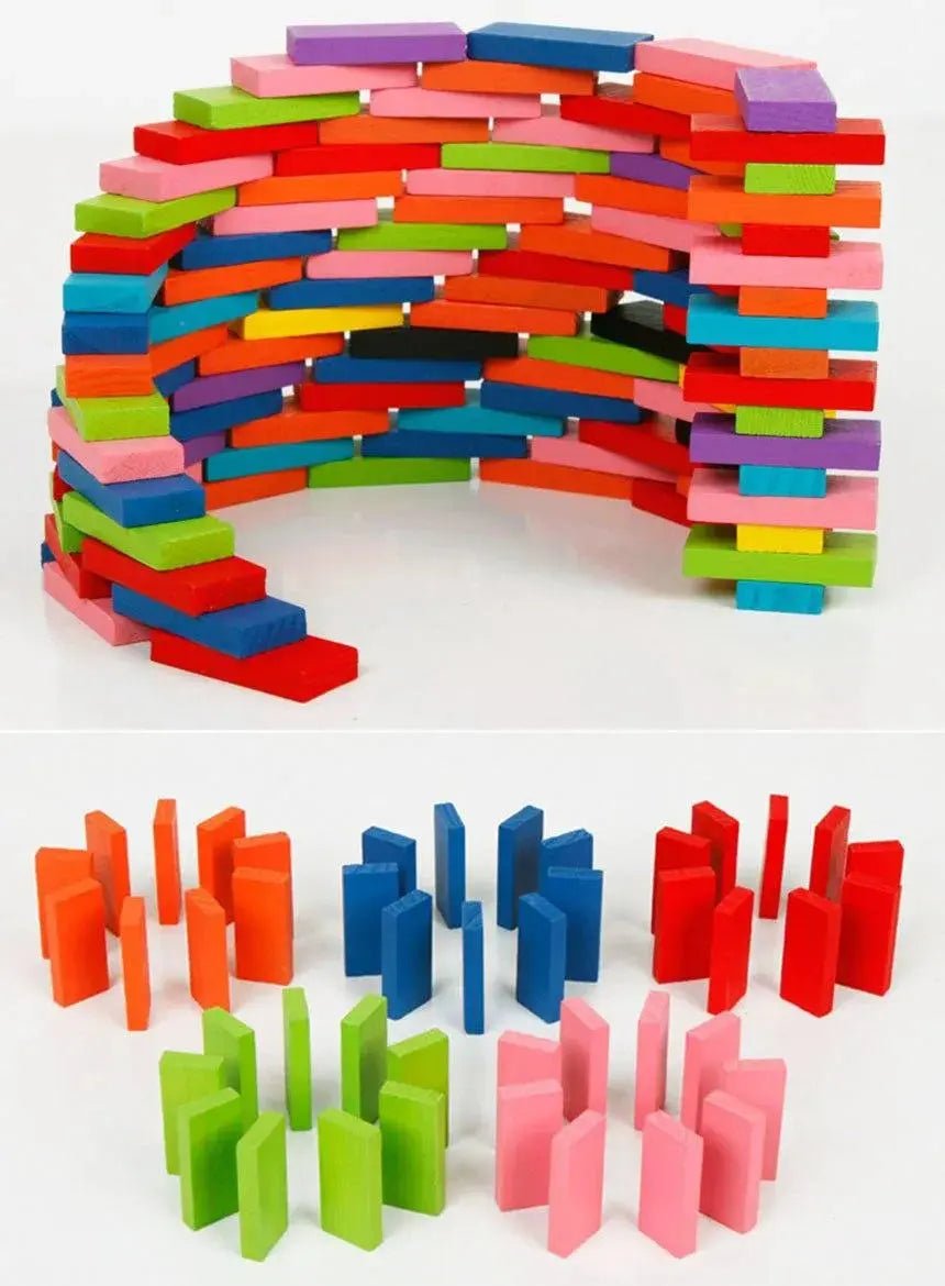 Wooden colorful Domino game with 100 pieces - MyLittleTales