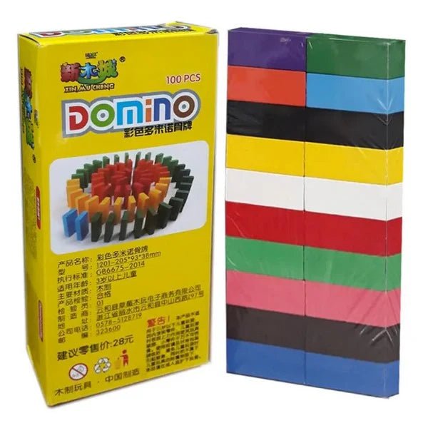 Wooden colorful Domino game with 100 pieces - MyLittleTales