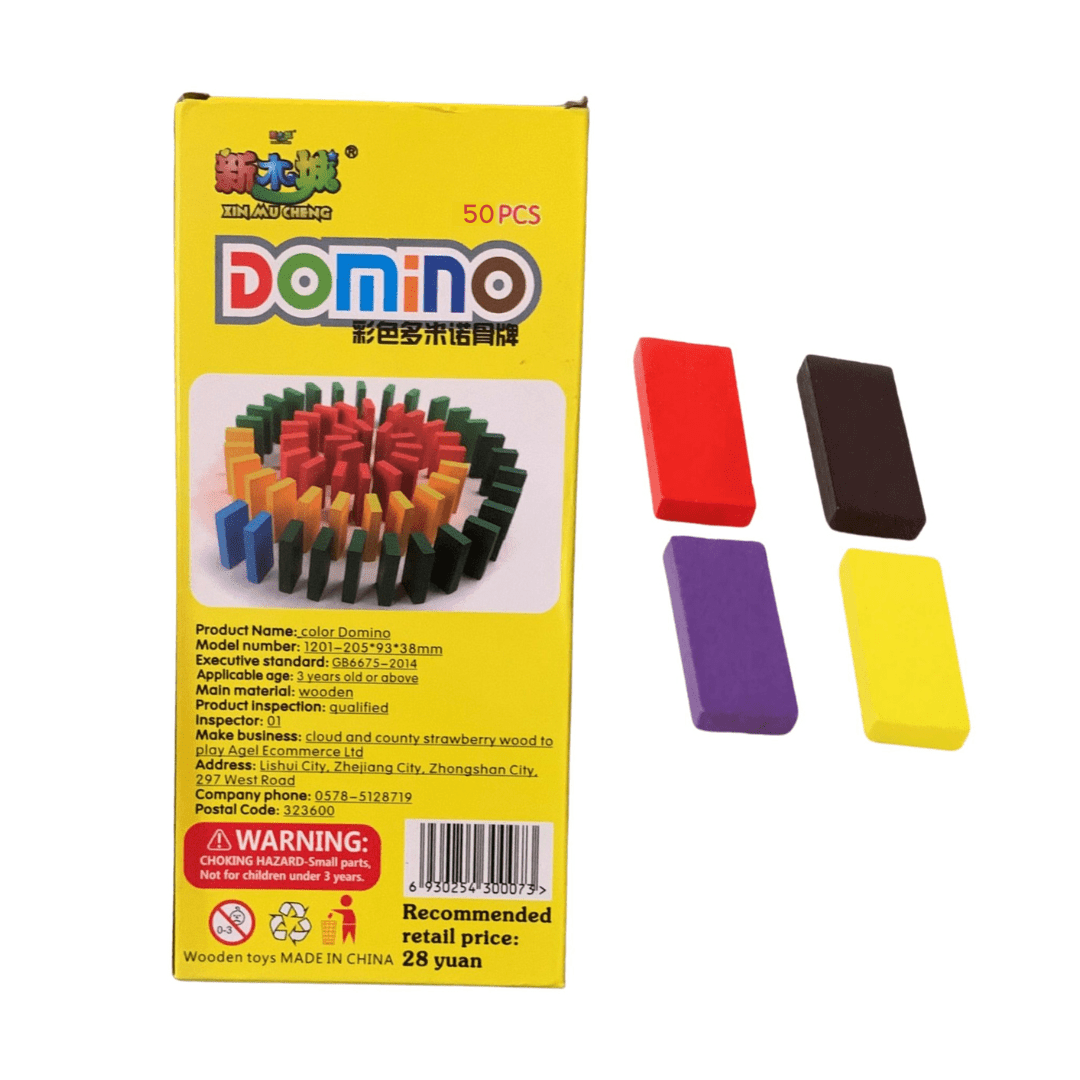 Wooden colorful Domino game with 50 pieces - MyLittleTales