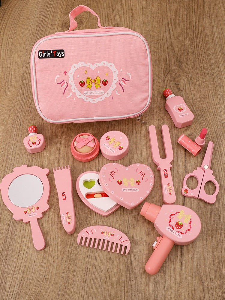 Wooden Cosmetic Bag Princess Makeup Set Simulation Little Girl Birthday New Year Gift - MyLittleTales