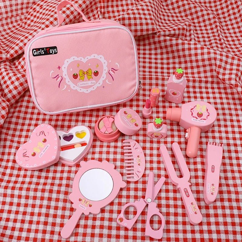 Wooden Cosmetic Bag Princess Makeup Set Simulation Little Girl Birthday New Year Gift - MyLittleTales