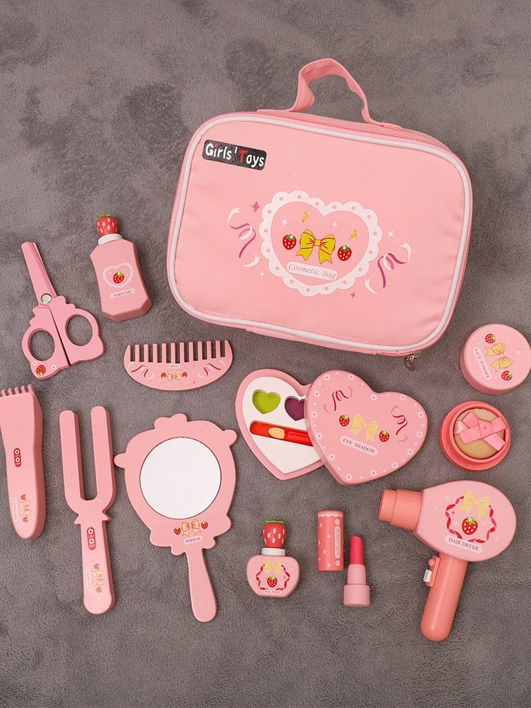 Wooden Cosmetic Bag Princess Makeup Set Simulation Little Girl Birthday New Year Gift - MyLittleTales