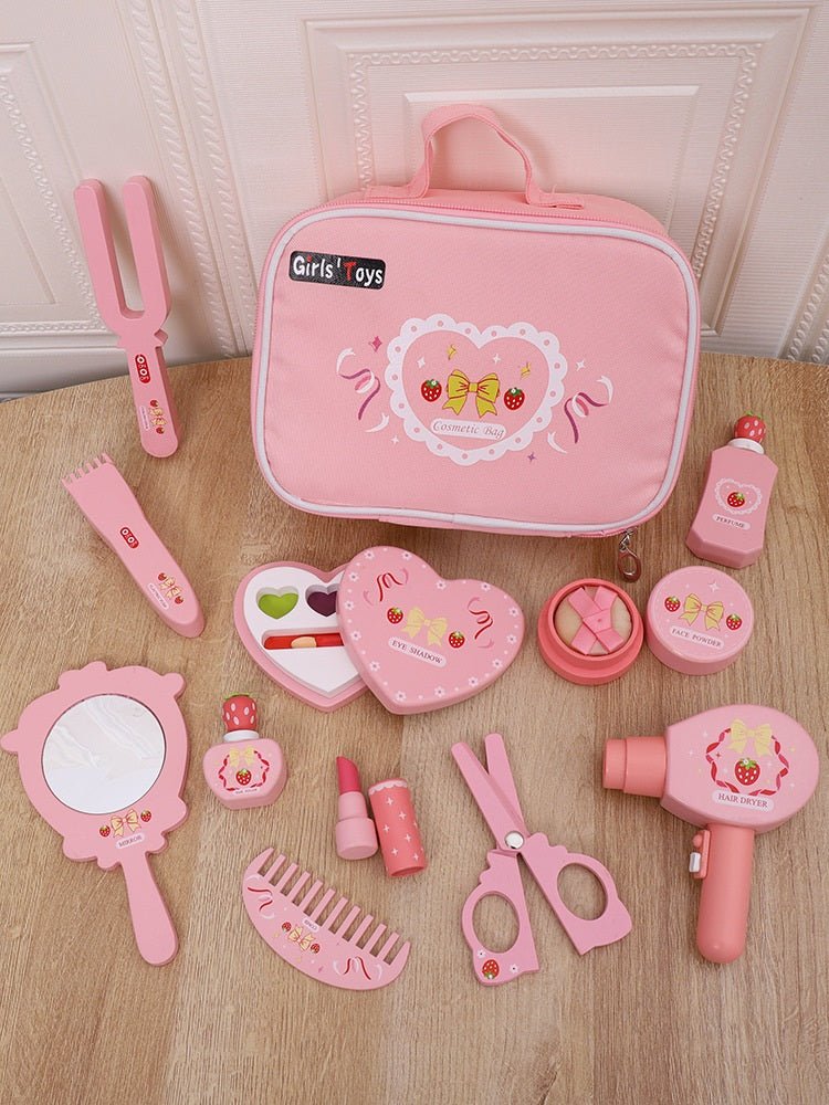 Wooden Cosmetic Bag Princess Makeup Set Simulation Little Girl Birthday New Year Gift - MyLittleTales