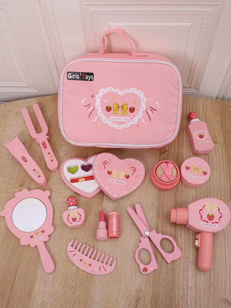 Wooden Cosmetic Bag Princess Makeup Set Simulation Little Girl Birthday New Year Gift - MyLittleTales