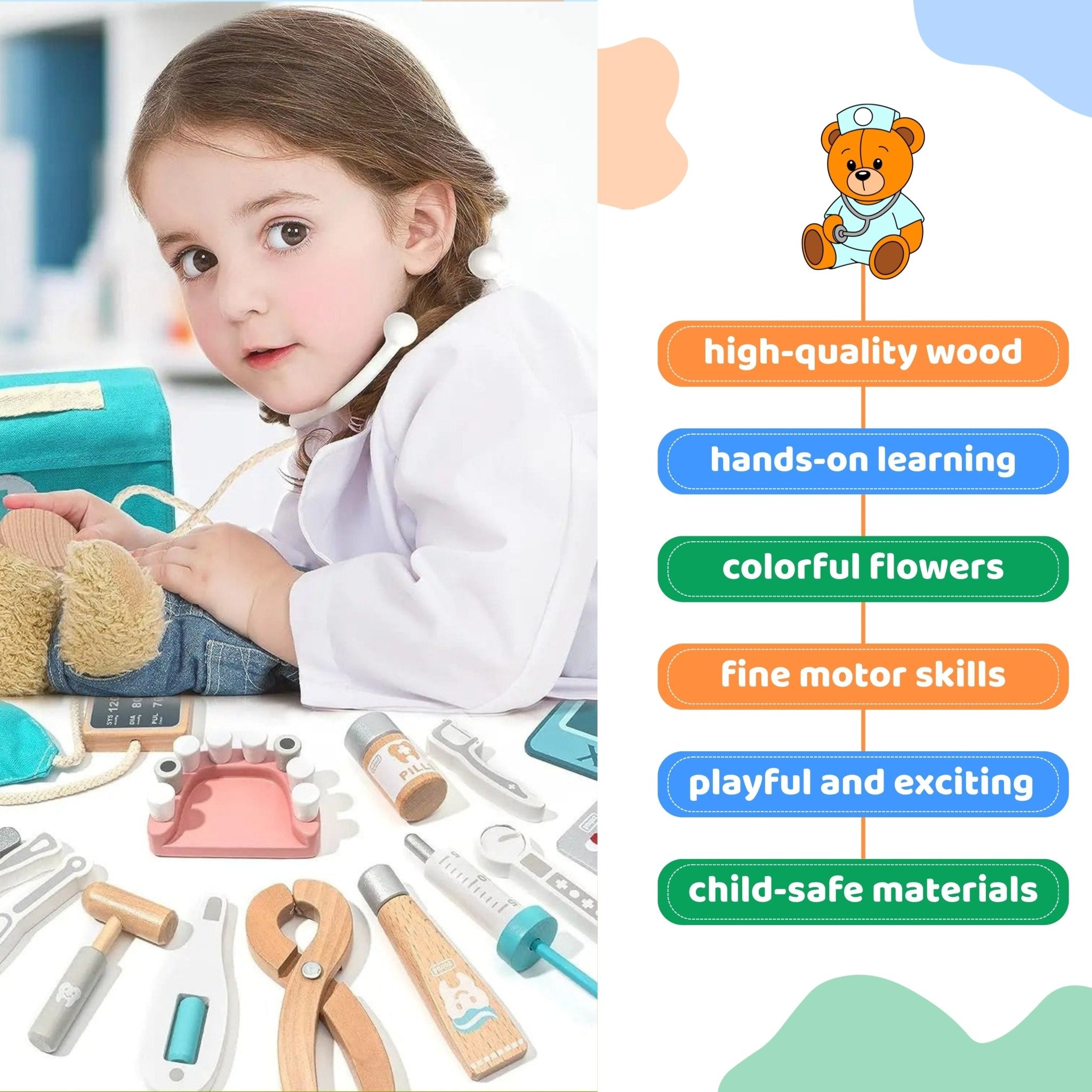 Wooden Doctor Toy Set Doctor on Call - MyLittleTales
