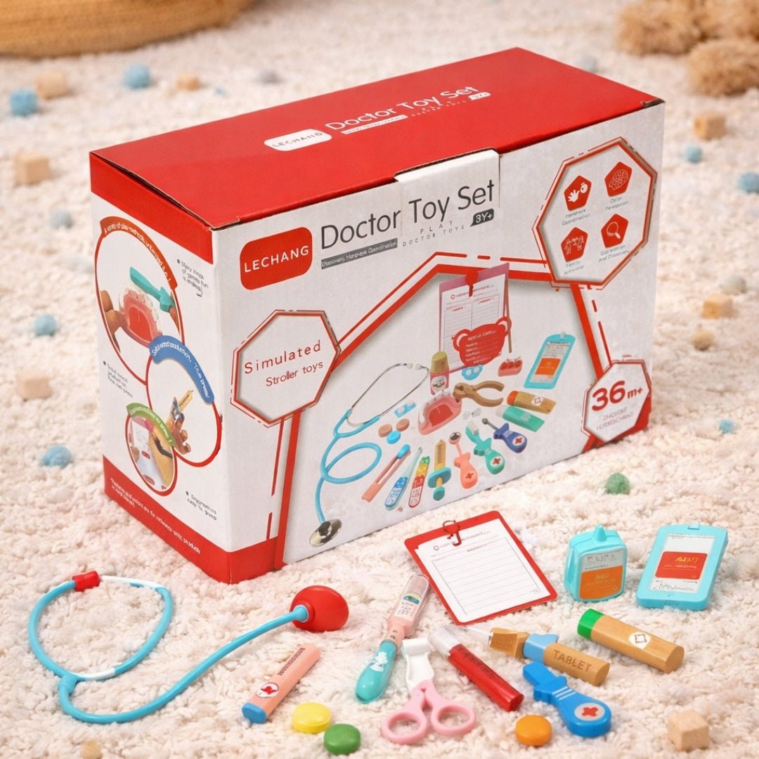 Wooden Doctor Toy Set Educational Role Play Medical Kit for Kids - MyLittleTales