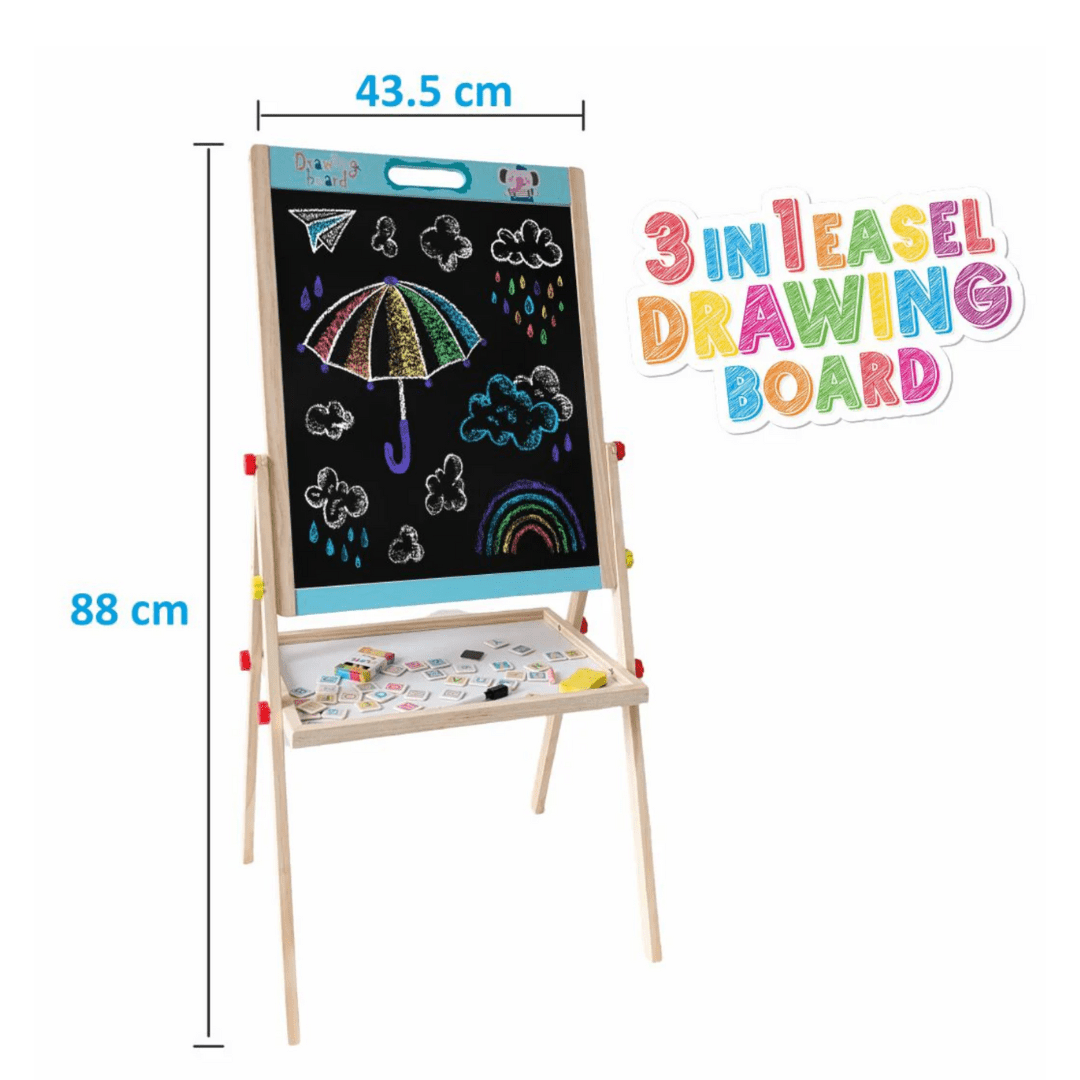 Wooden Double - Sided Drawing Board – Chalkboard & Whiteboard with Storage Tray for Creative Fun - MyLittleTales