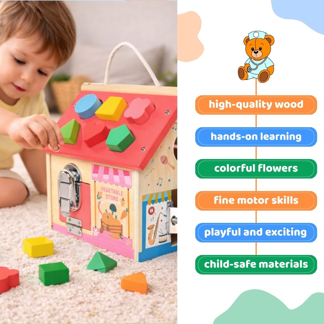 Wooden Educational Multifunctional Busy House - MyLittleTales