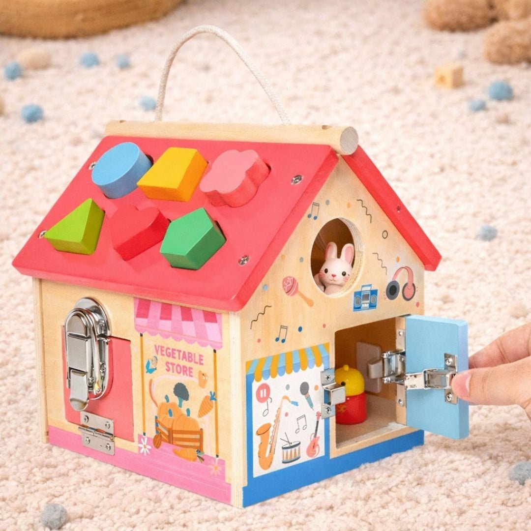Wooden Educational Multifunctional Busy House - MyLittleTales