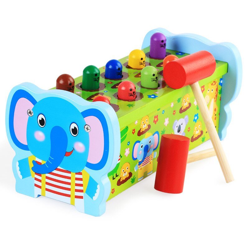 Wooden Elephant Hammer Pounding Toy | 10 Peg Hammer Beats Game toy - MyLittleTales