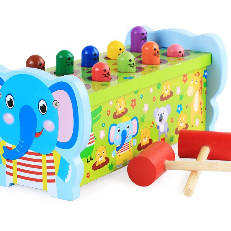 Wooden Elephant Hammer Pounding Toy | 10 Peg Hammer Beats Game toy - MyLittleTales