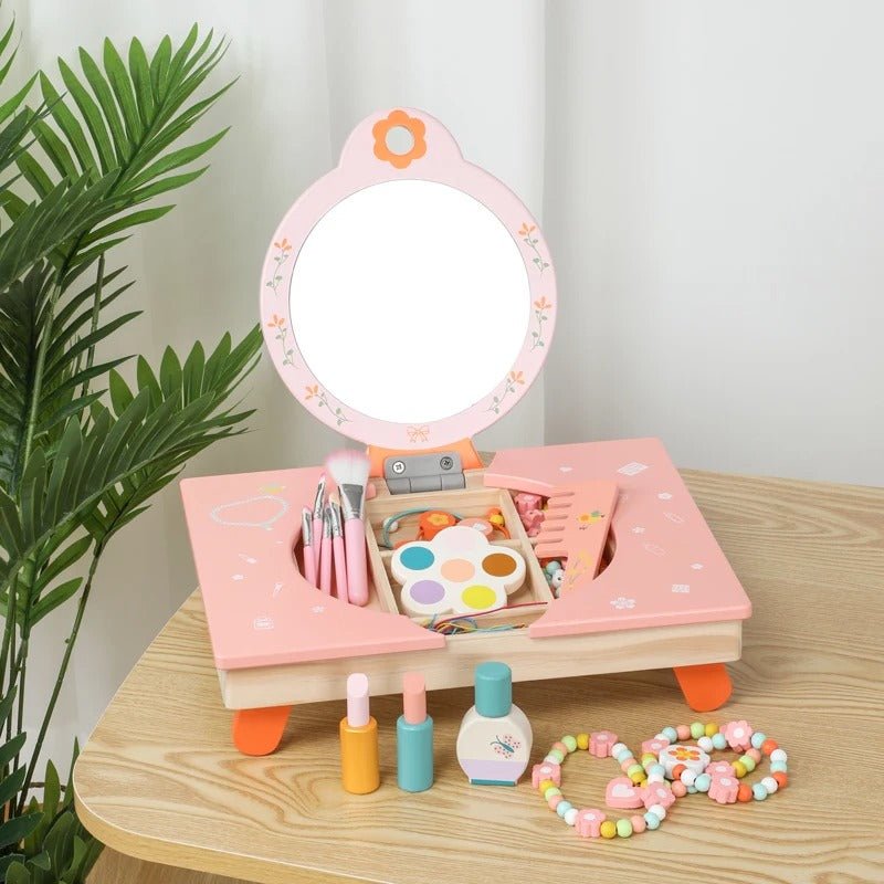 Wooden Folding Dresser Table, Make Up Pretend Play Toys for Girls - MyLittleTales