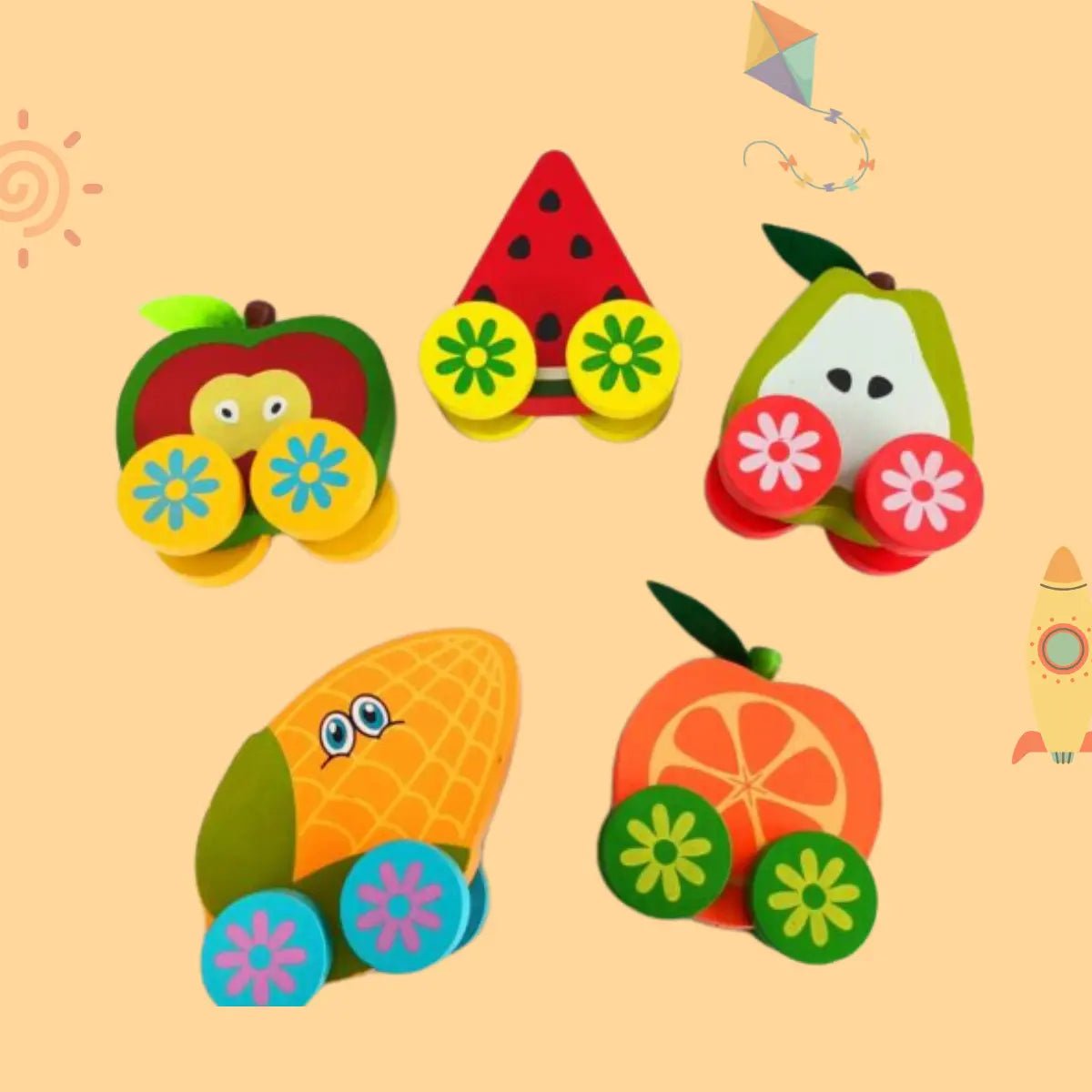 Wooden Fruits Cart - 1 pc - MyLittleTales