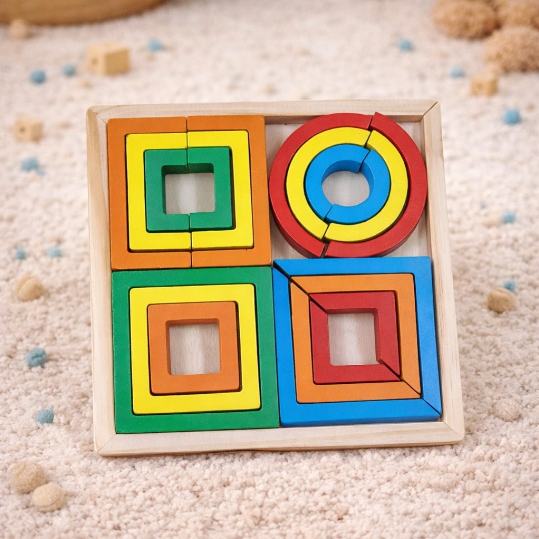 Wooden Geometric Block Puzzle 1 Set Random Design - MyLittleTales