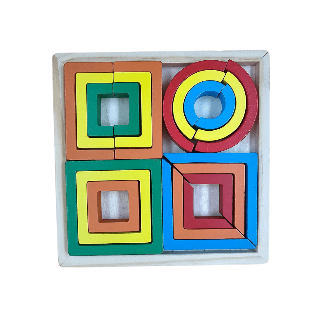 Wooden Geometric Block Puzzle 1 Set Random - MyLittleTales