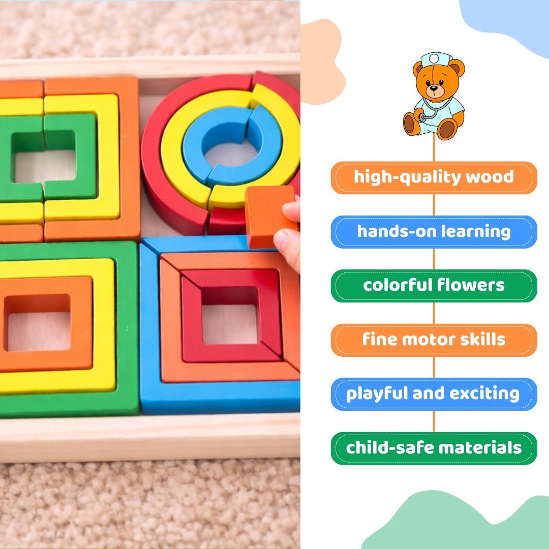 Wooden Geometric Block Puzzle 1 Set Random Design - MyLittleTales