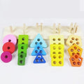 Wooden Geometric Shape Building Blocks Wooden Jigsaw Puzzle Color Matching Puzzle Shape Category Stack Toy Early Educational Toy - MyLittleTales