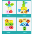 Wooden Geometric Shape Building Blocks Wooden Jigsaw Puzzle Color Matching Puzzle Shape Category Stack Toy Early Educational Toy - MyLittleTales