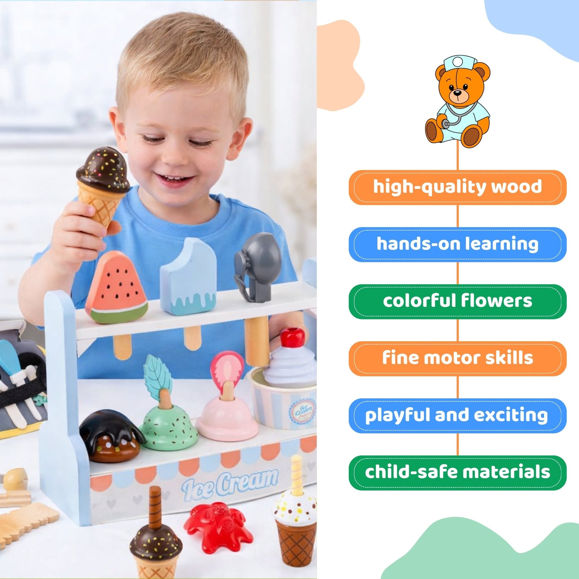 Wooden Ice cream counter | Wooden Ice Cream Shop for Kids - MyLittleTales