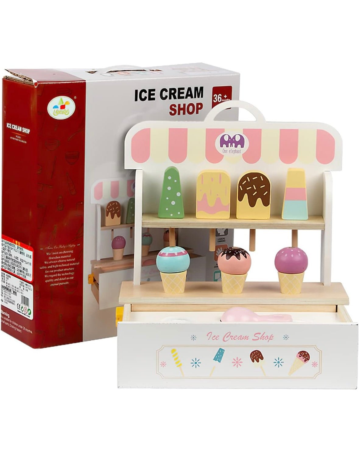 Wooden Ice Cream Set, Ice Cream Cart Shop Stand Toys for Toddlers, Montessori Play Kitchen Wooden Food - MyLittleTales