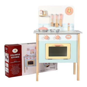 Wooden Kitchen Set, Kitchen with Cookware Accessories - Blue - MyLittleTales