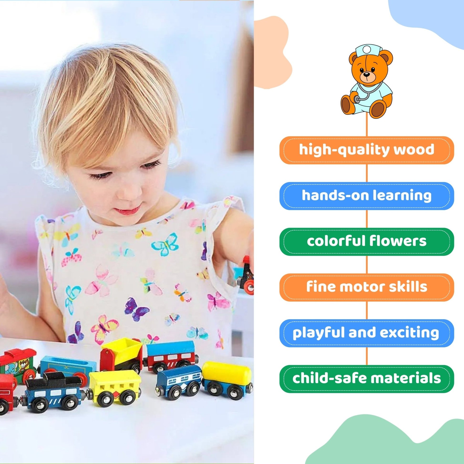 Wooden Magnet Train Set - Magnetic Train Toy - MyLittleTales