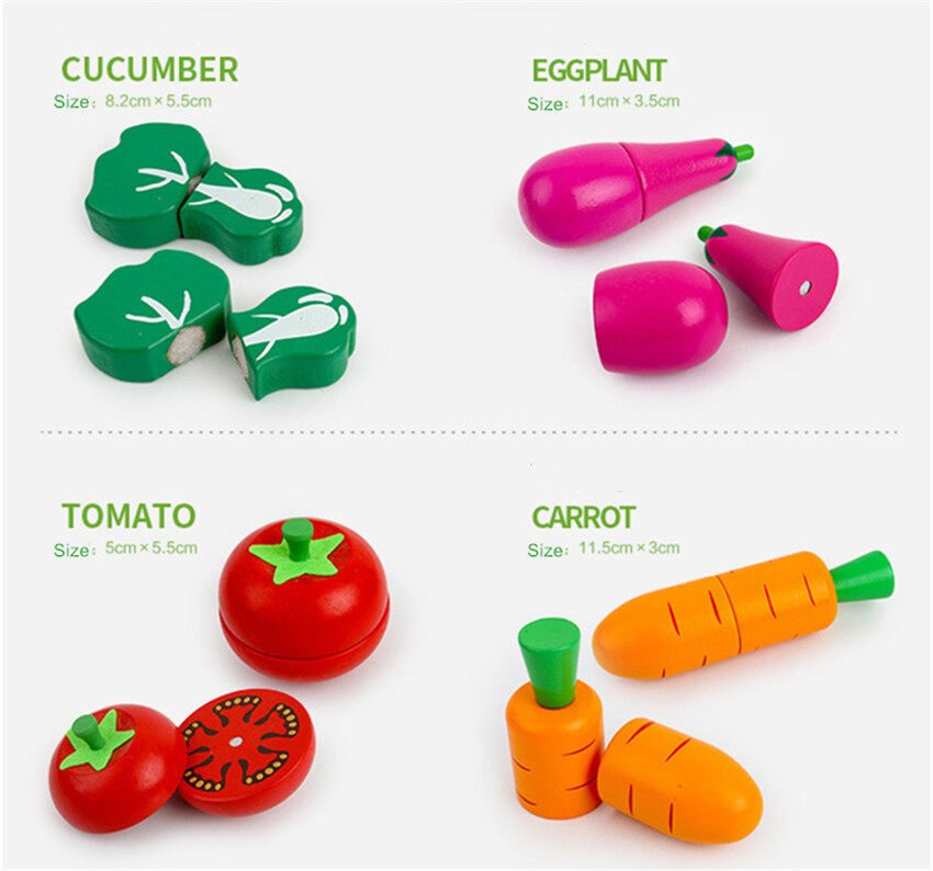 Wooden Magnetic Cutting Fruit & Vegetable Pretend Play Kitchen and Early Education - MyLittleTales