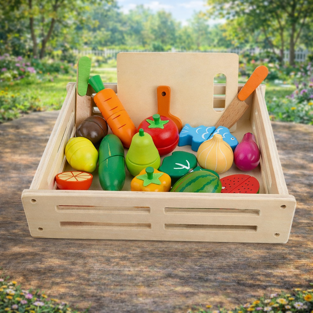 Wooden Magnetic Cutting Fruit & Vegetable Pretend Play Kitchen and Early Education - MyLittleTales