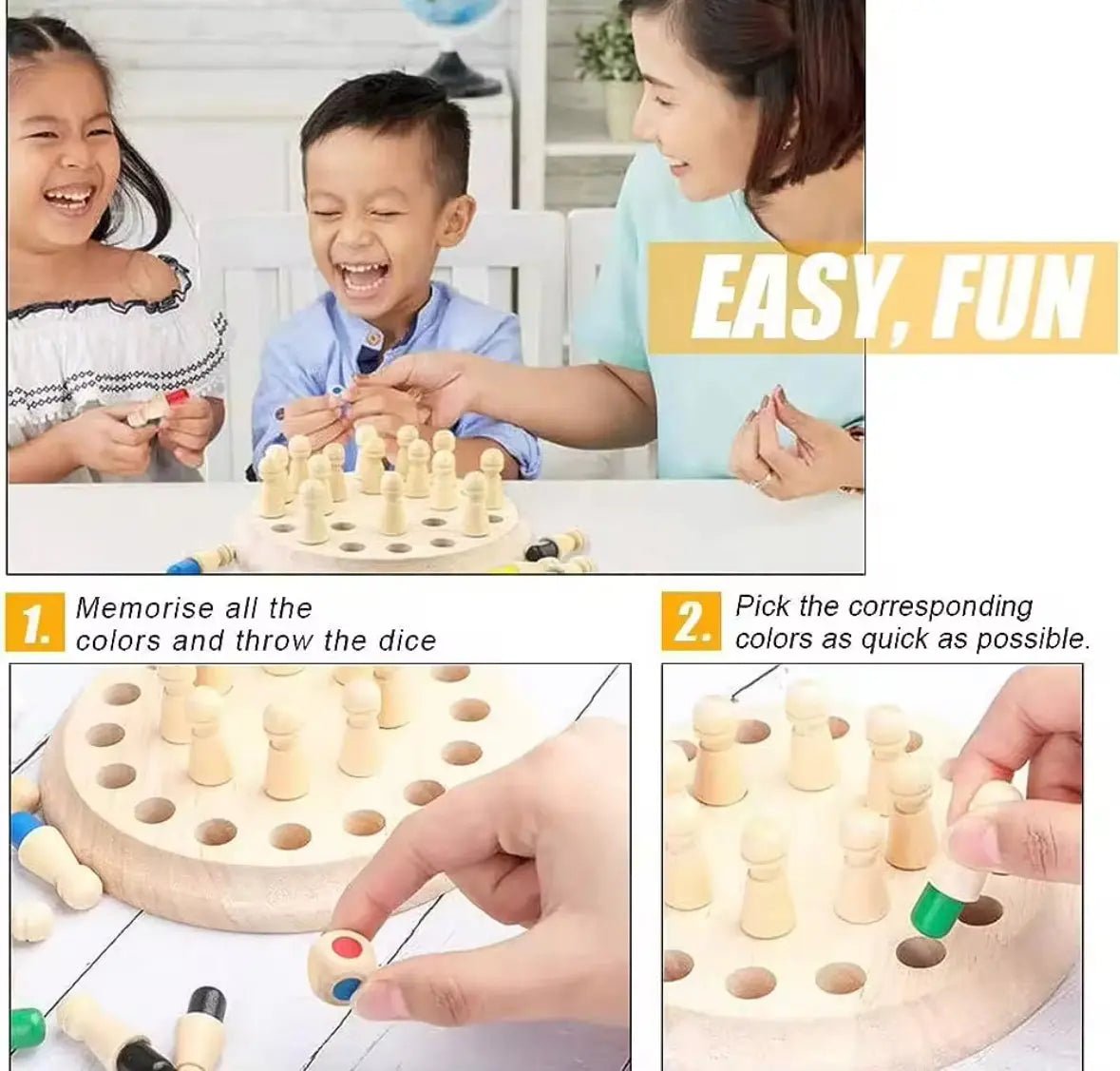 Wooden Memory Match Stick Chess Board Game - Logic Braintease Toys for Boys And Girls special - MyLittleTales