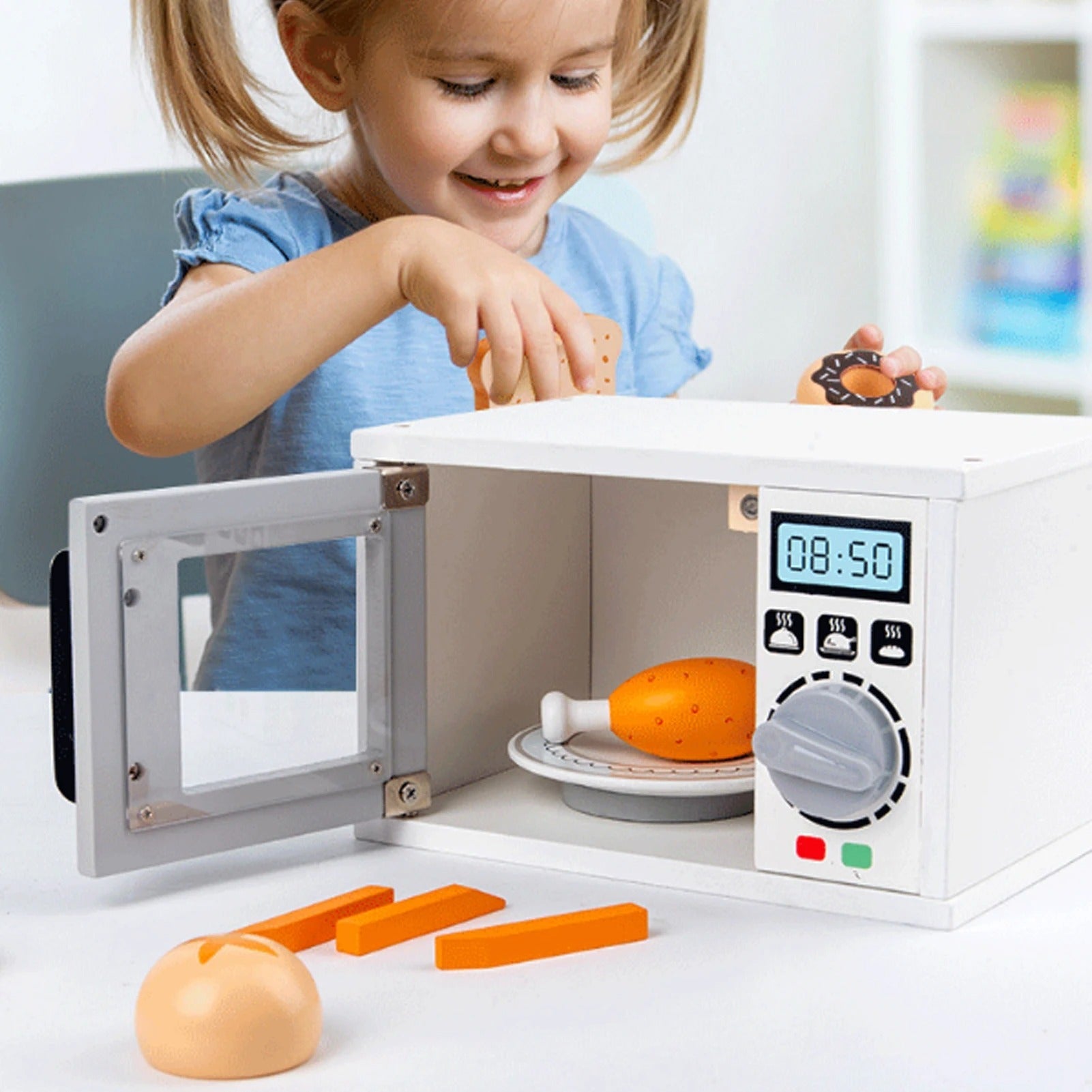 Wooden Microwave Oven kitchen Baking Parent - child Interactive - MyLittleTales