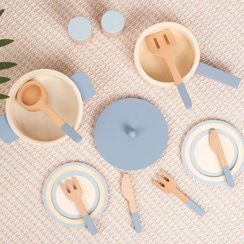 Wooden Mini Kitchen Cookware Pot Pan Cook Pretend Play Educational - MyLittleTales