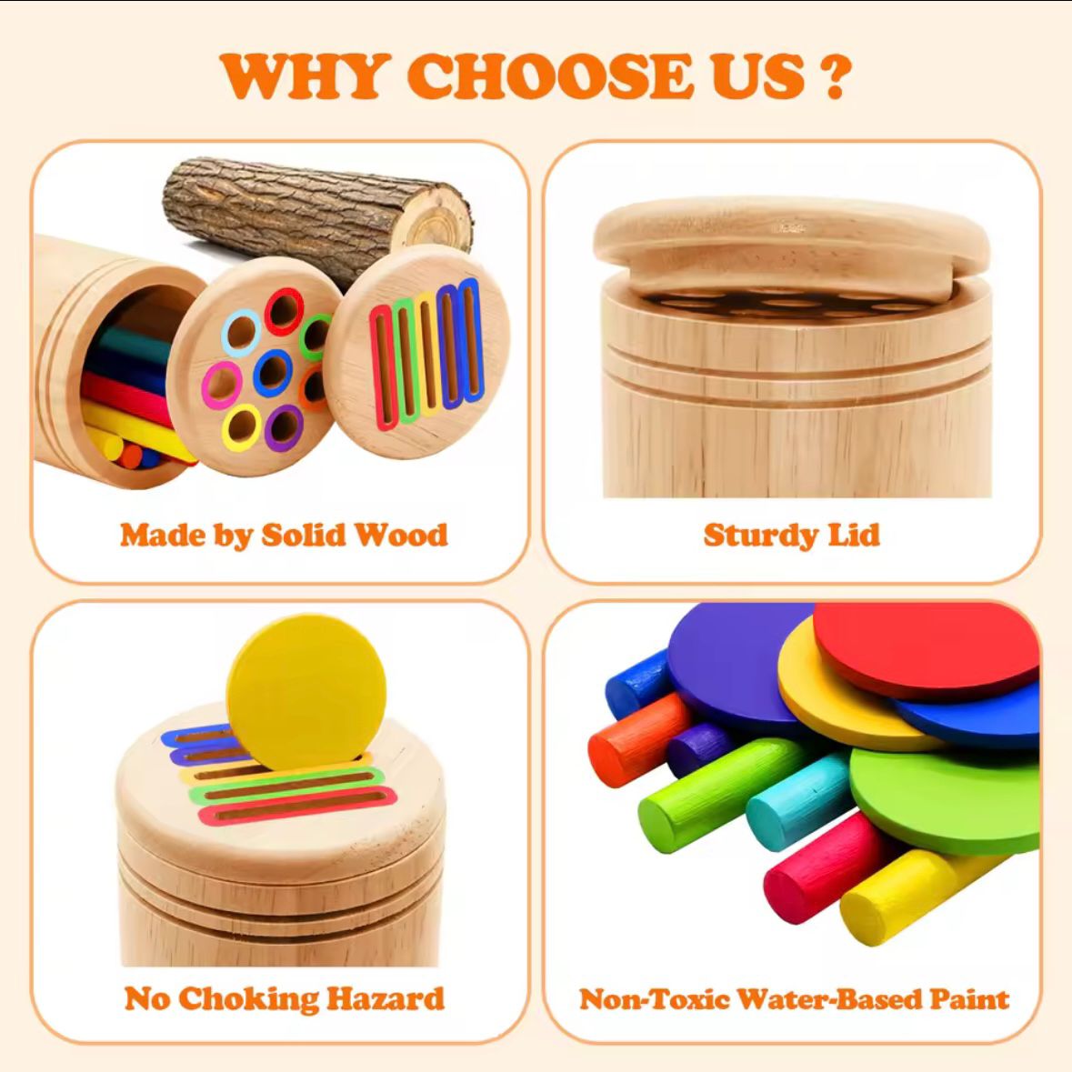 Wooden Montenssori Color & Shape Matching & Sorting Toy Set - MyLittleTales