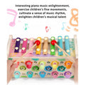 Wooden Multi - functional Whack - a - mole bench toy, Knocking, Xylophone, Fishing, Hammer, clock, 7 in 1 - MyLittleTales