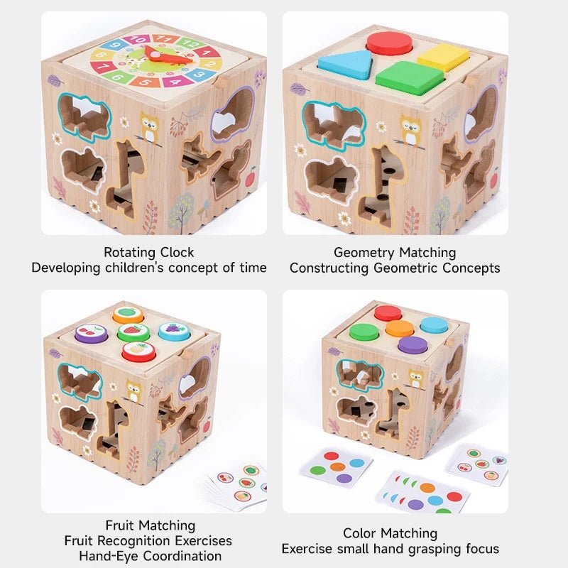 Wooden Multifunctional Montessori 8 in 1 ball knocking animal matching fishing intelligence - MyLittleTales