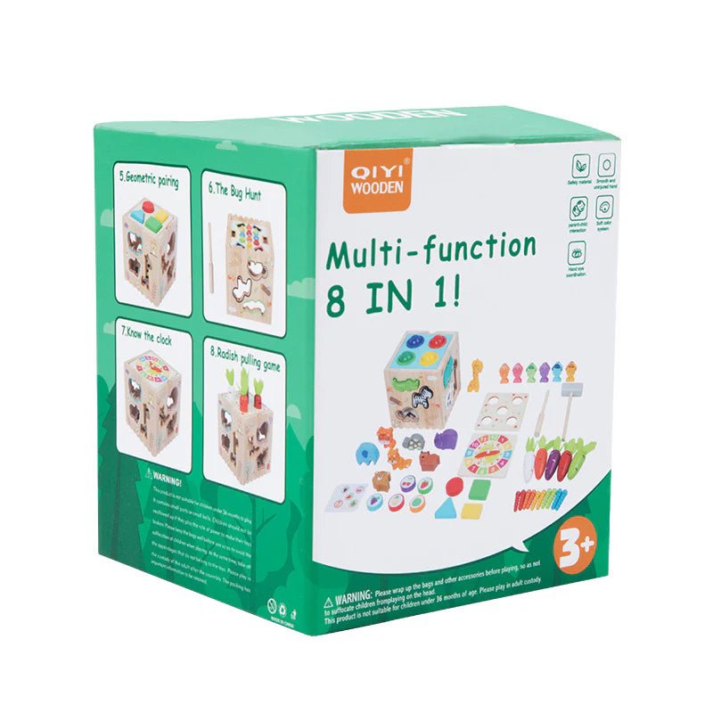 Wooden Multifunctional Montessori 8 in 1 ball knocking animal matching fishing intelligence - MyLittleTales